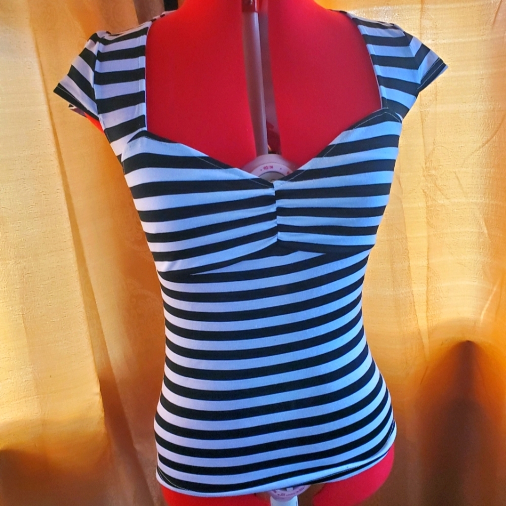 Sourpuss Striped Sweetheart Top